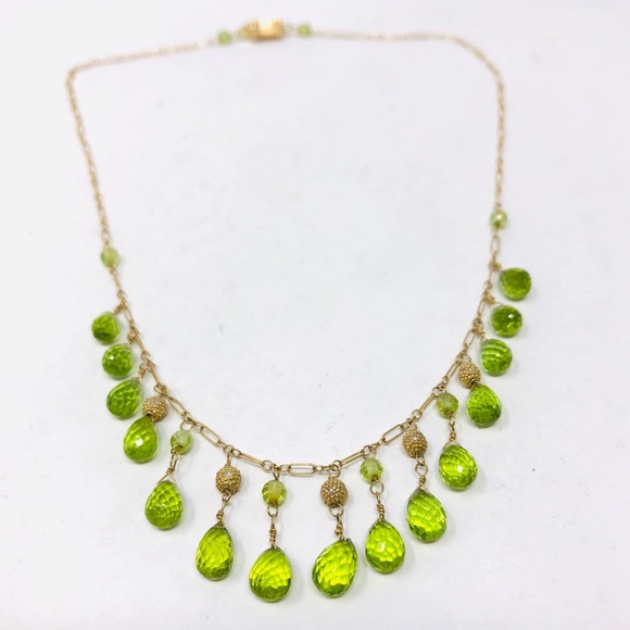 Solid 14K green peridot necklace, 10.2g NWOT - Picture 7 of 11